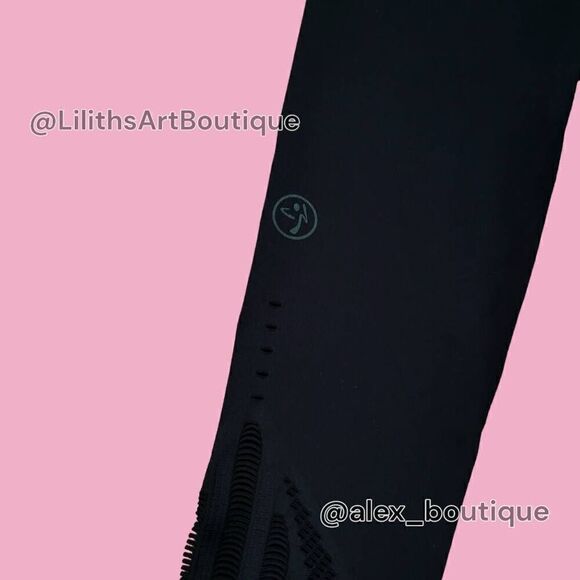 Zumba Laser Cut High Waisted Ankle Leggings Bold Black Size S (E042) - Picture 6 of 7